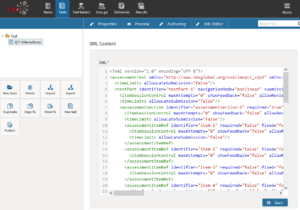 Editing the XML of a test in the XML editor